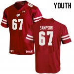 Youth Wisconsin Badgers NCAA #67 Cormac Sampson Red Authentic Under Armour Stitched College Football Jersey HZ31D56GN